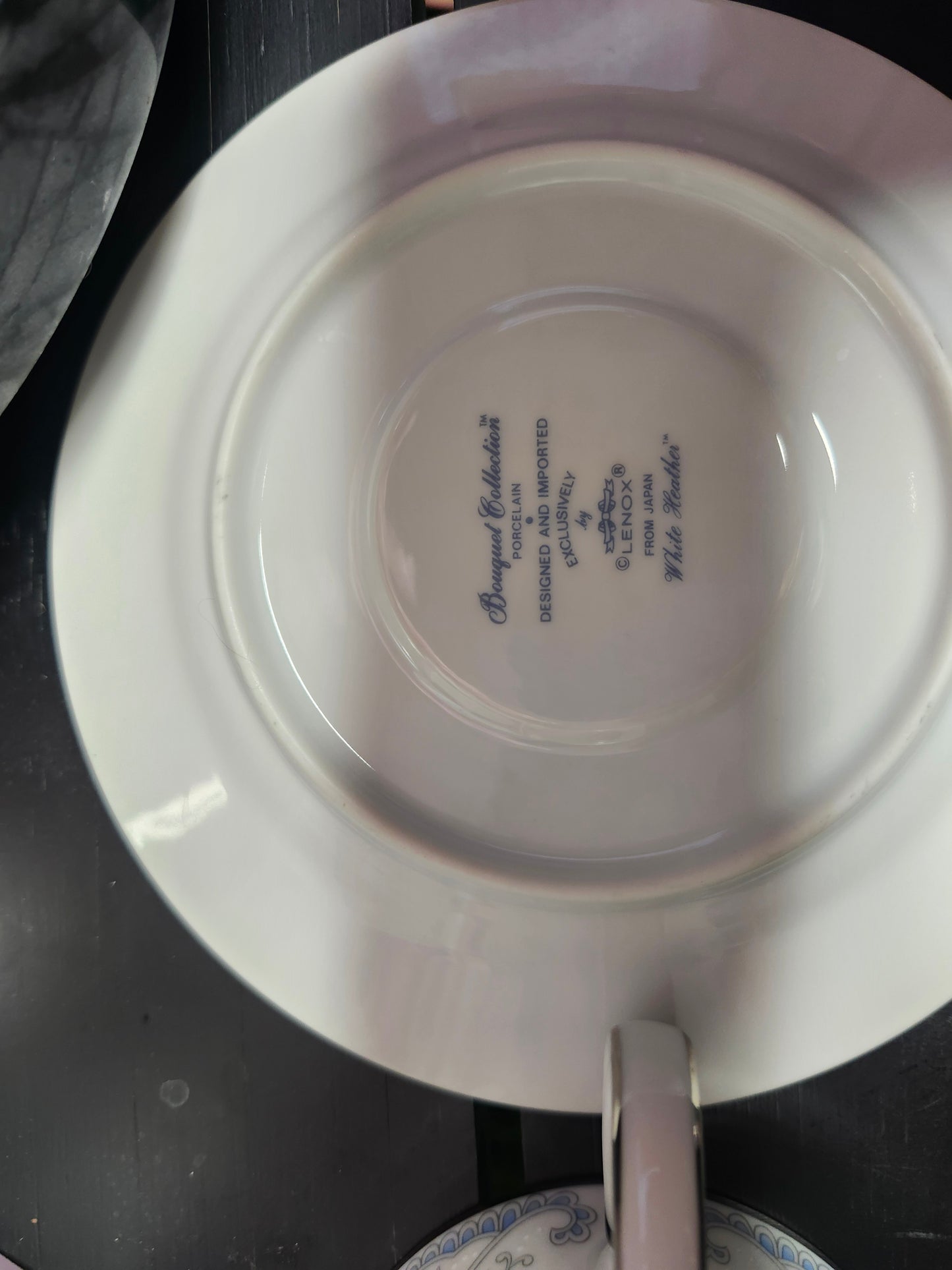 Lenox White Heather porcelain teacup and saucer