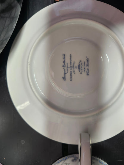 Lenox White Heather porcelain teacup and saucer